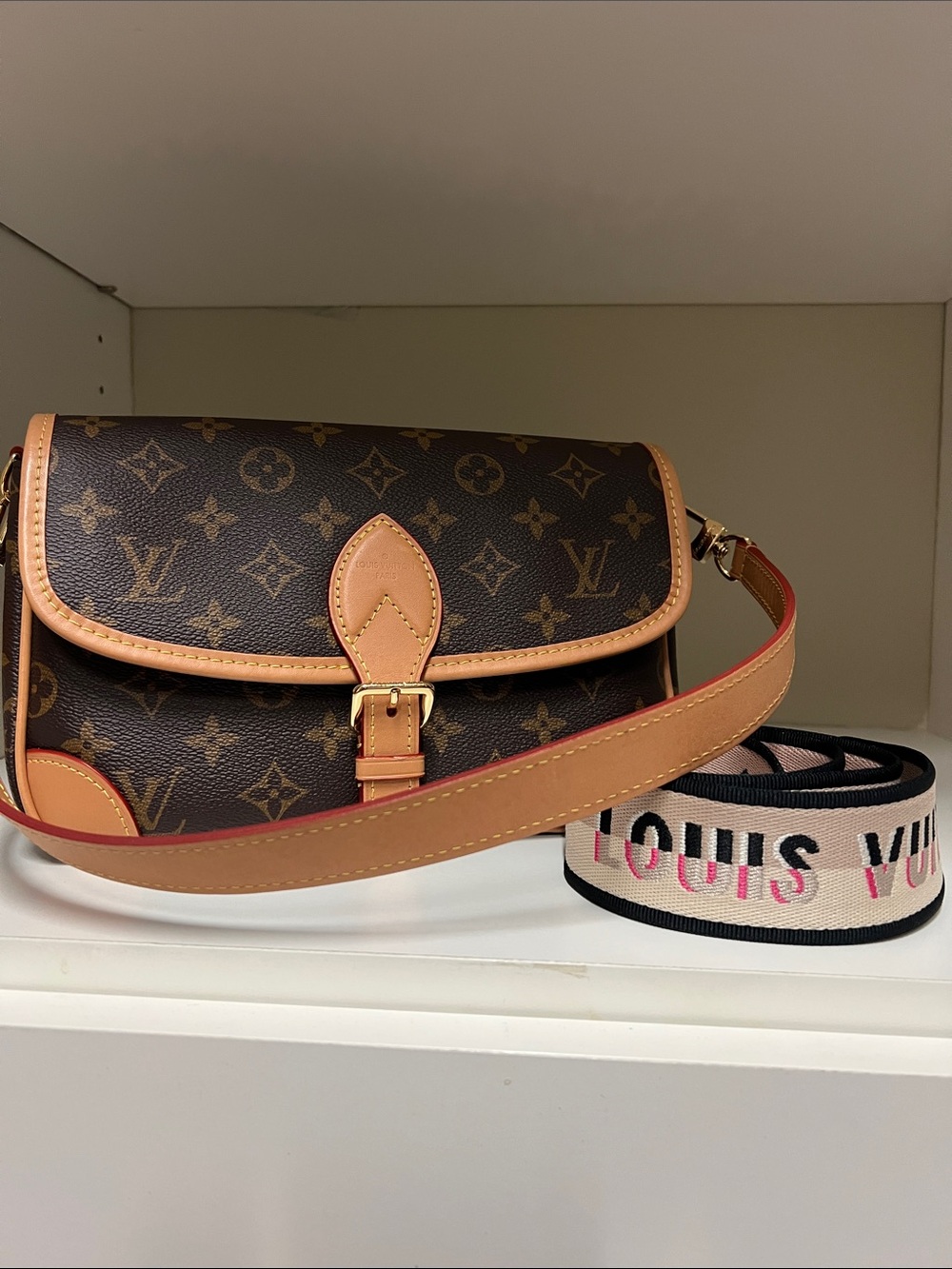 The “Diane” Classic Monogram Crossbody Bag in Brown